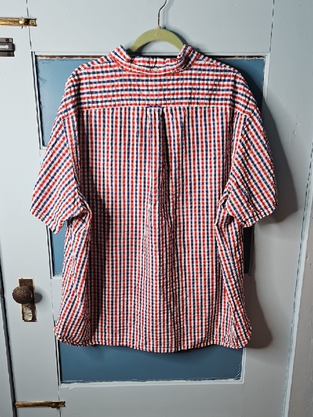Lands' End Lightweight Red & Blue Check Short-Sleeve Button-Up Shirt XXL - Picture 5 of 8